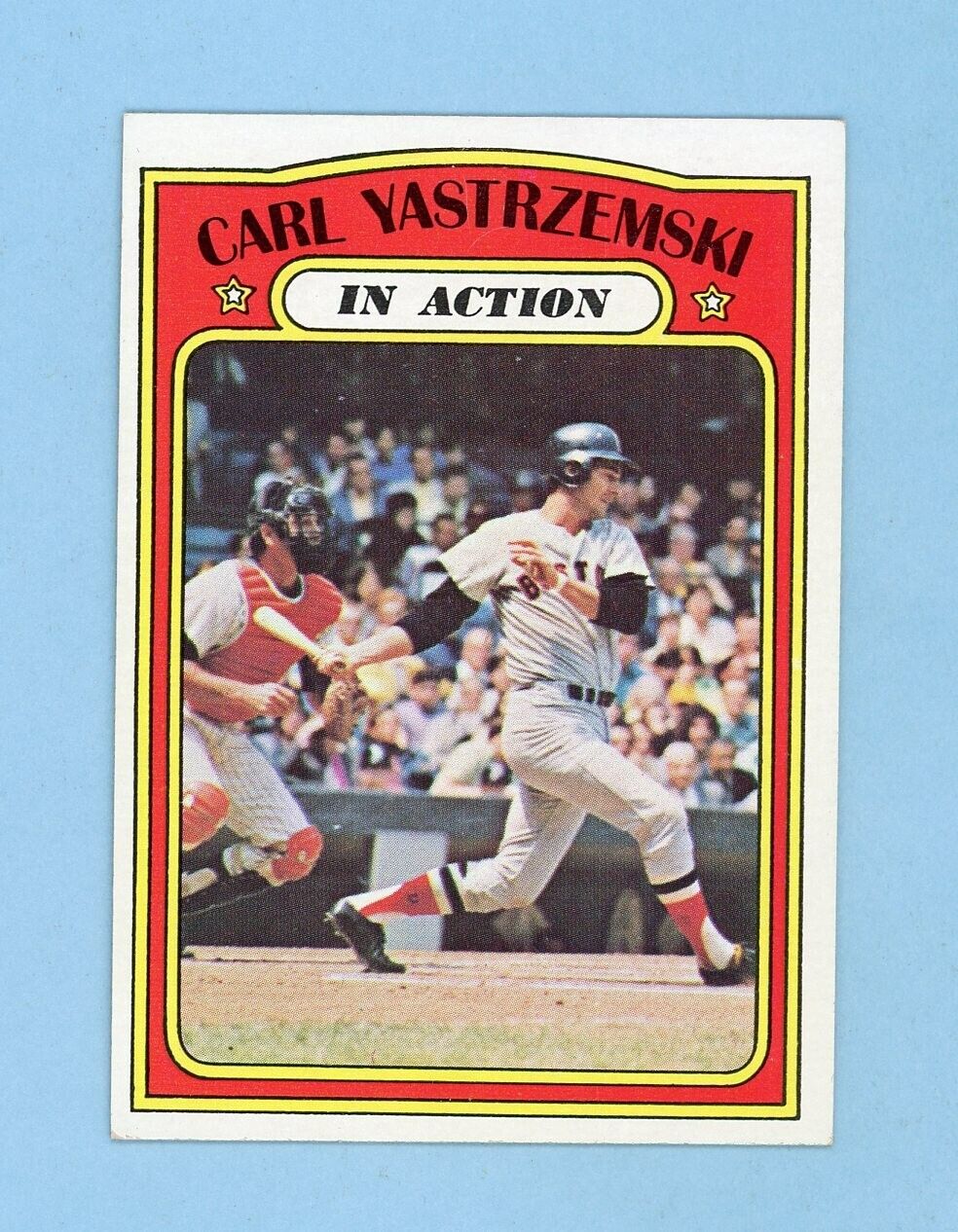 1972 Topps #38 Carl Yastrzemski In Action Boston Red Sox Baseball Card Ex/Mt