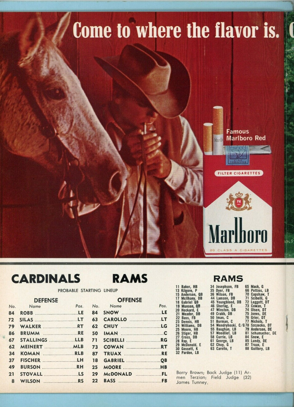 August 27, 1966 NFL Pre Season St. Louis Cardinals vs Los Angeles Rams Program