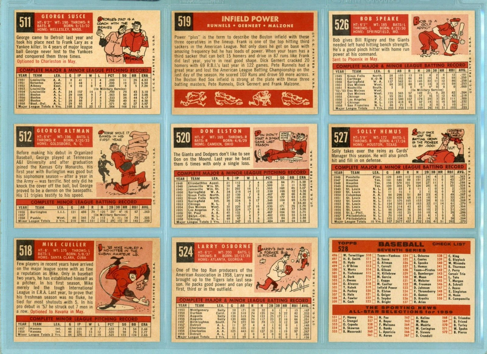 1959 Topps Starter Set Lot of 28 Different High Number Baseball Cards Ex/Mt - NM