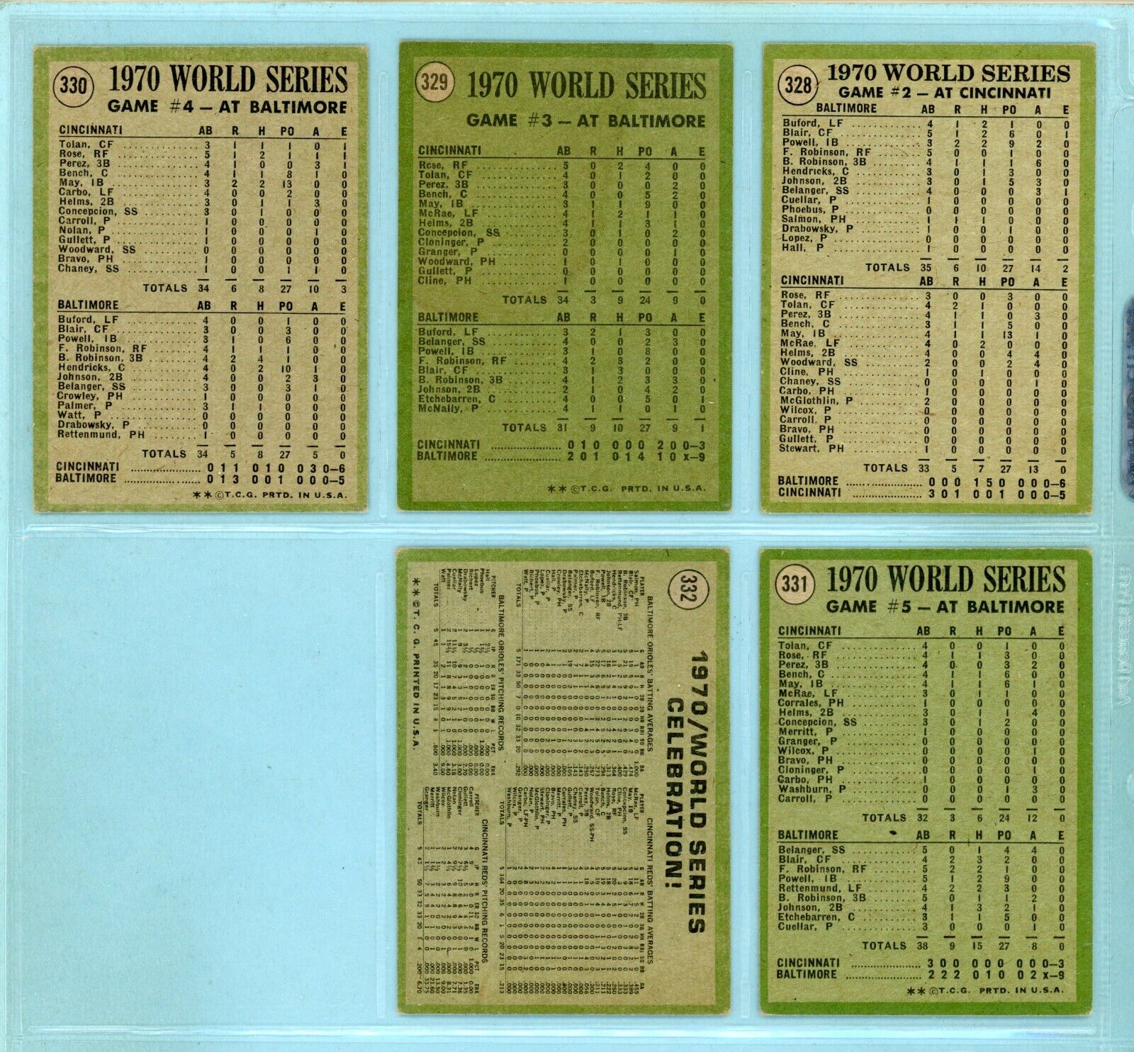 1971 Topps Set of 14 1970 ALCS, NLCS, World Series Special Baseball Cards Vg-Vg+