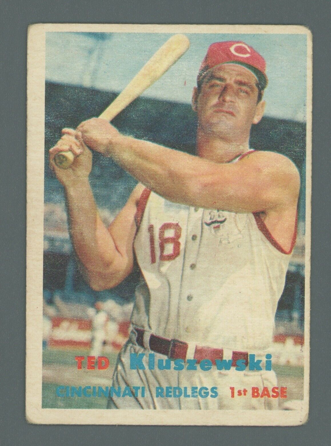 1957 Topps #165 Ted Kluszewski Cincinnati Reds Baseball Card VG