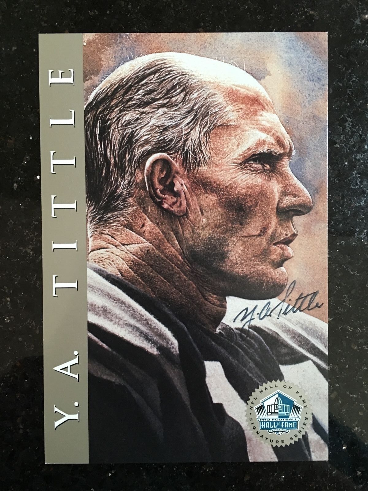 Y.A. Tittle Autographed NFL Hall of Fame Signature Series 4x6 Postcard #/2500