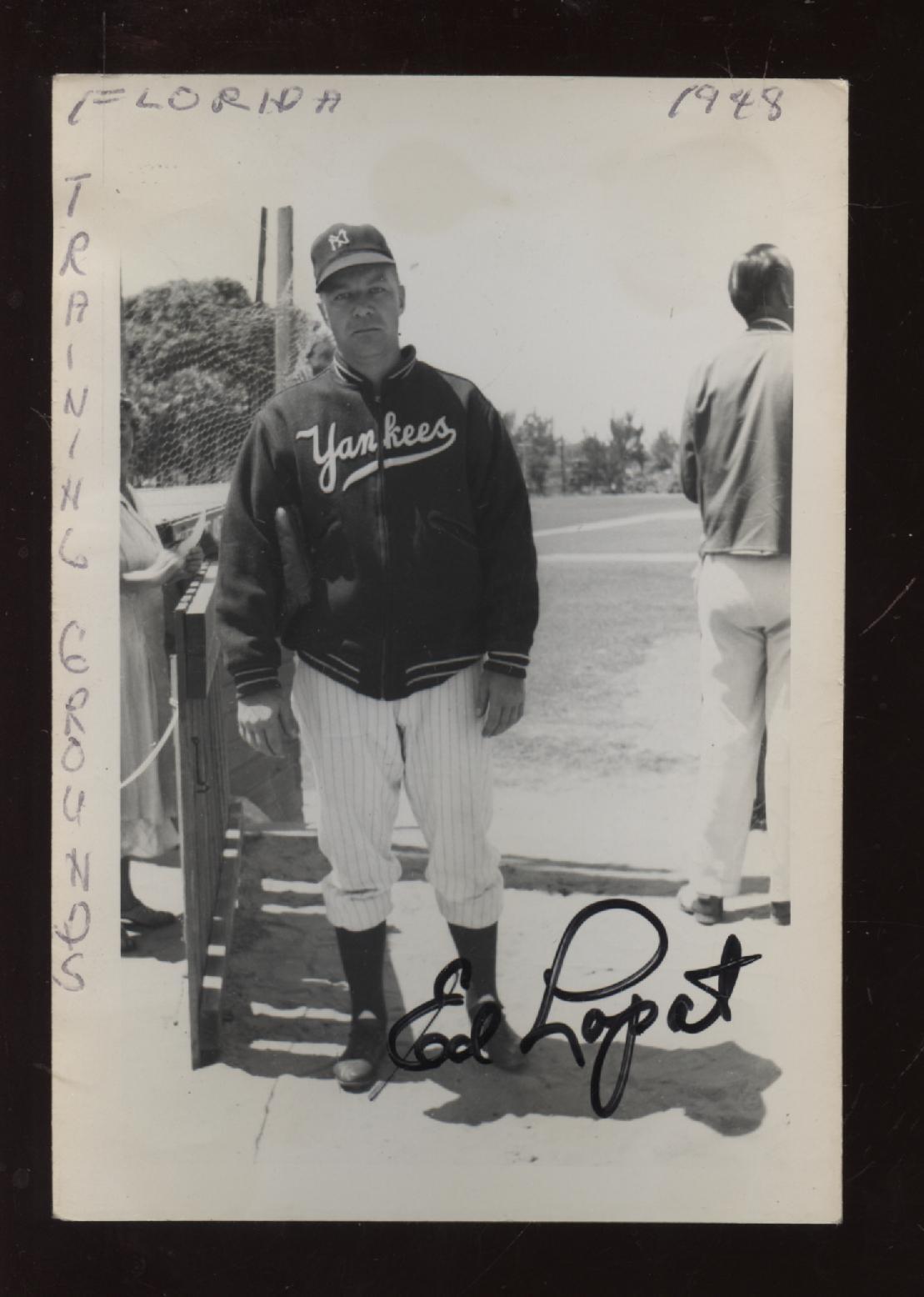 1948 Original 3 1/4" X 4 1/2"Photo Ed Lopat New York Yankees Autographed