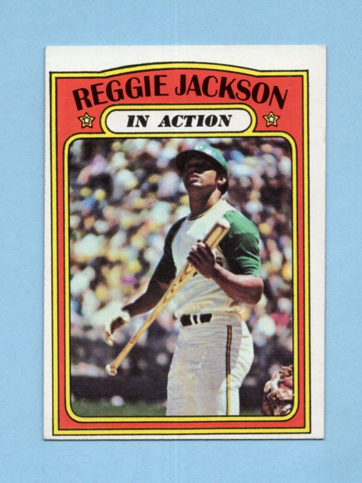 1972 Topps #436 Reggie Jackson In Action Oakland A' Baseball Card Ex/Mt o/c crse