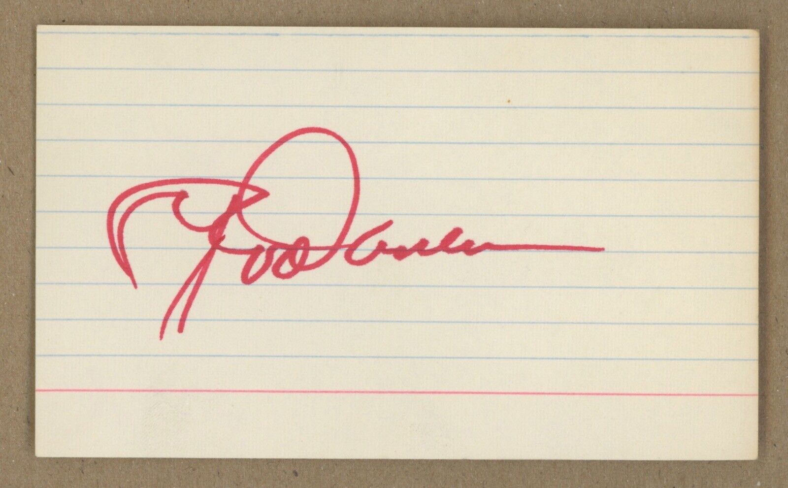 Rod Carew Vintage Red Ink Signature Index Card Auto with B&E Hologram