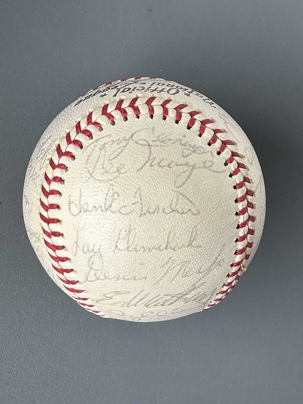 1965 Milwaukee Braves TEAM SIGNED Official NL Baseball 28 sigs w/ Hank Aaron JSA