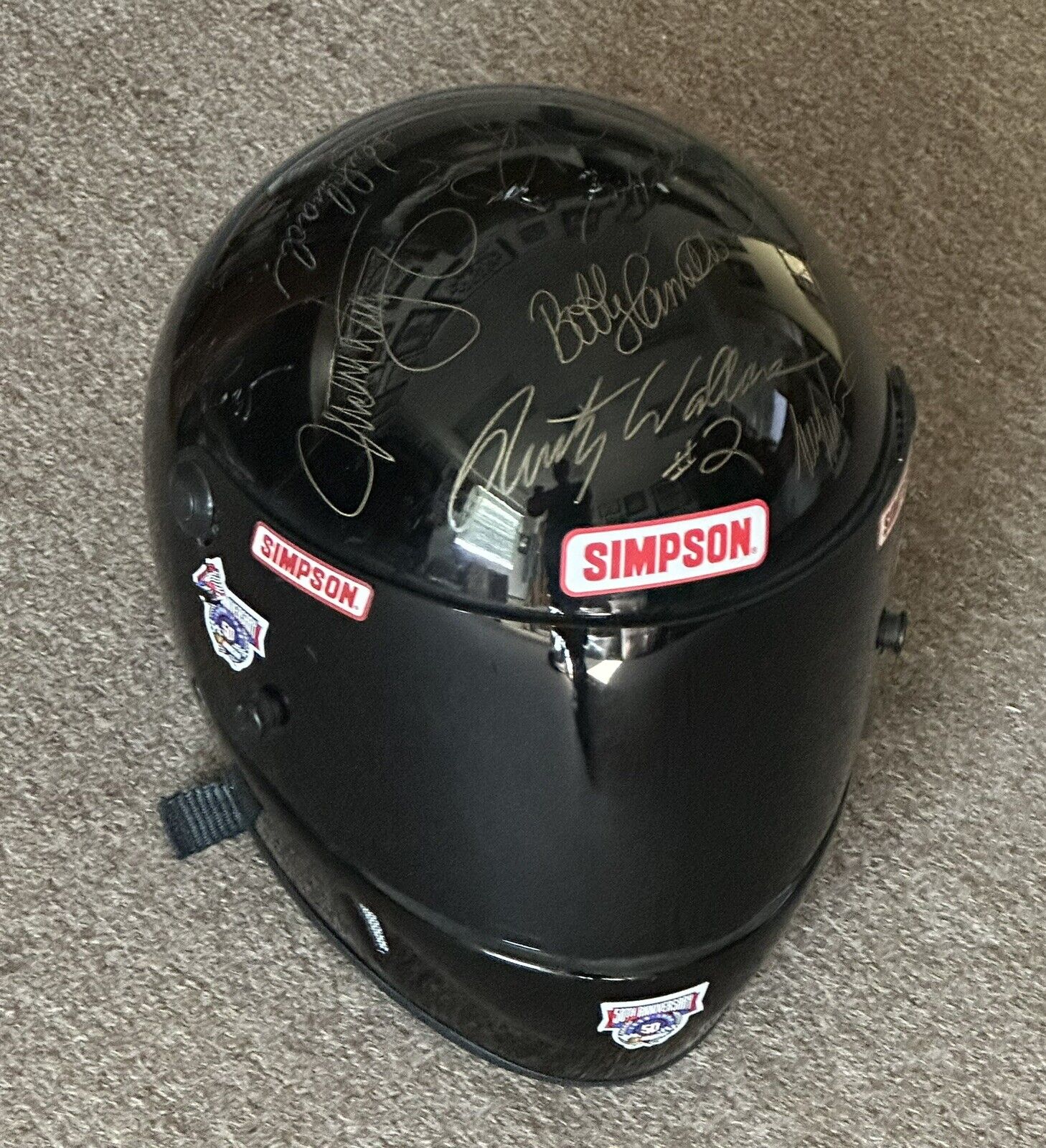 1998 NASCAR 50th Anniversary MULTI SIGNED Racing Helmet 24 sigs w/ Gordon Petty