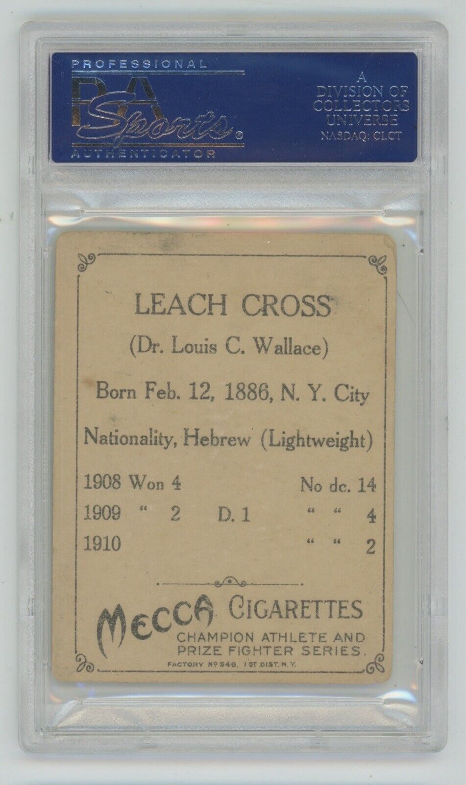 T220 Mecca Cigarettes Champions Leach Cross • PSA 3 VG