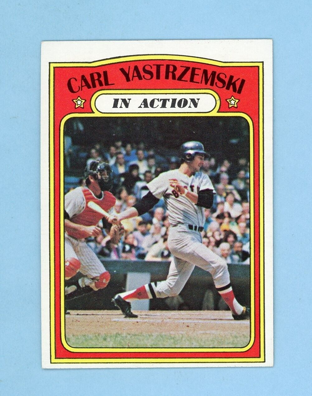 1972 Topps #38 Carl Yastrzemski In Action Boston Red Sox Baseball Card Ex/Mt