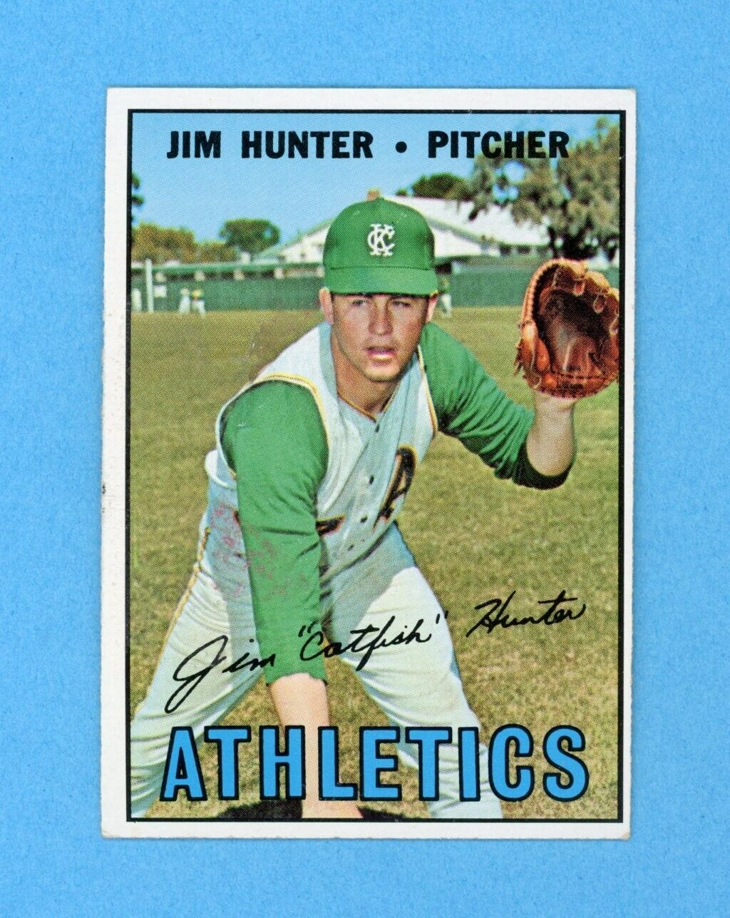 1967 Topps #369 Jim Catfish Hunter KC Athletics Baseball Card EX-EX+ gsf ind