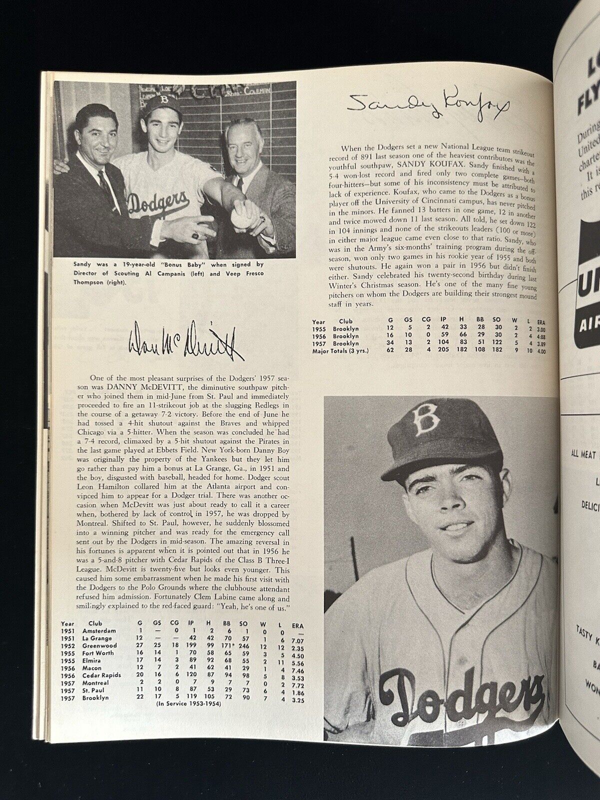 1958 Los Angeles Dodgers 1st Year Official Baseball Yearbook EX-MT