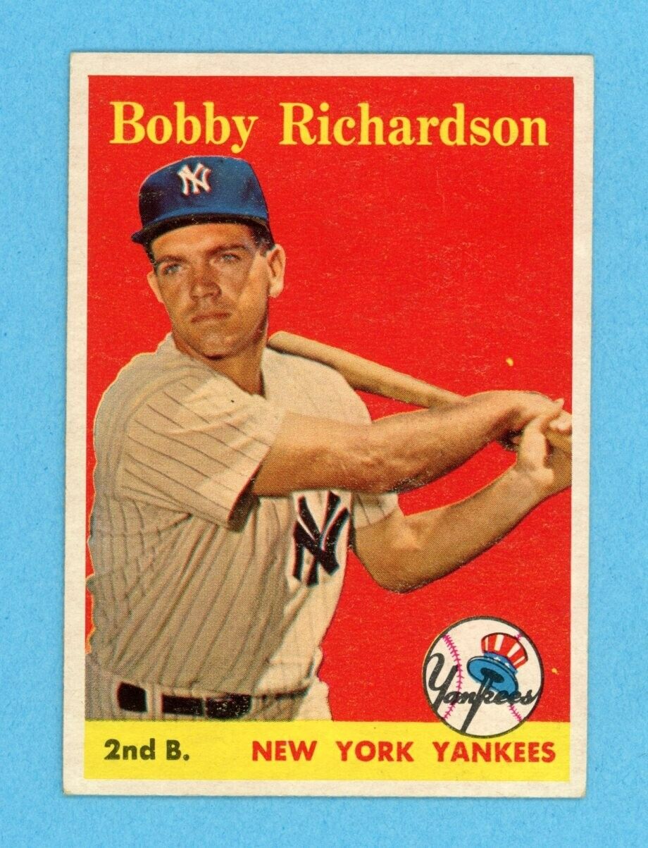 1958 Topps #101 Bobby Richardson New York Yankees Yellow Name Baseball Card EX+