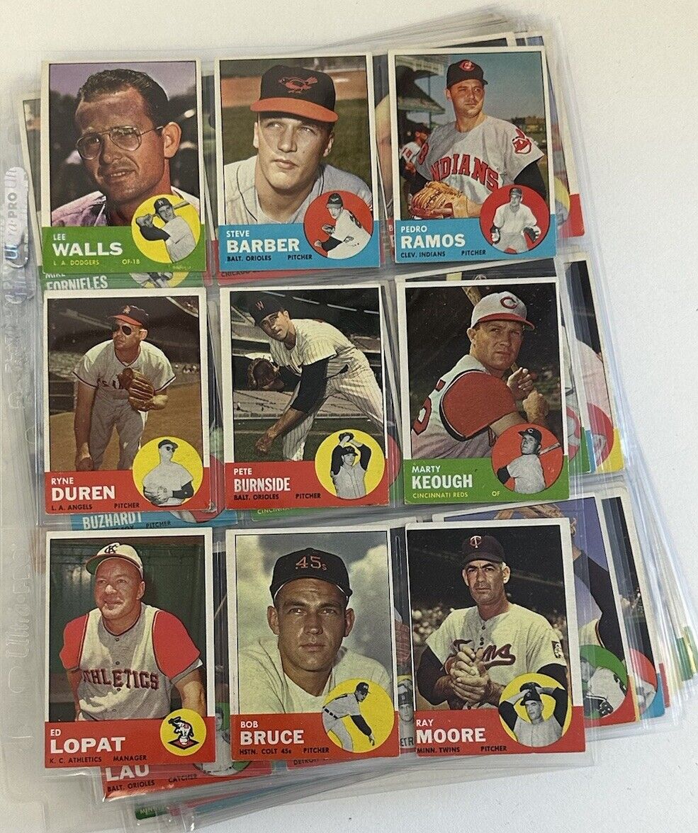 1963 Topps Baseball Starter Set Lot of 159 Different Overall EX , few lesser