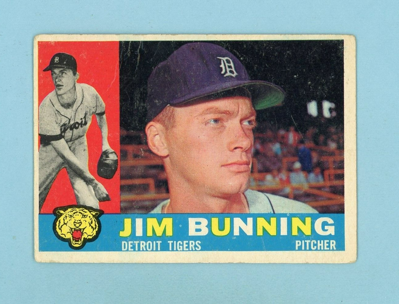 1960 Topps #502 Jim Bunning Detroit Tigers Baseball Card Low Grade