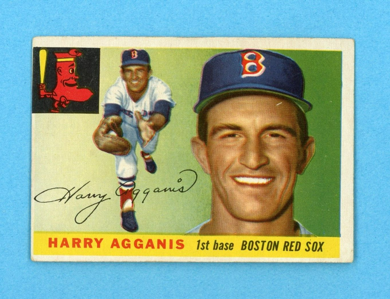 1955 Topps #152 Harry Agganis Boston Red Sox Rookie Baseball Card EX o/c lht wrk