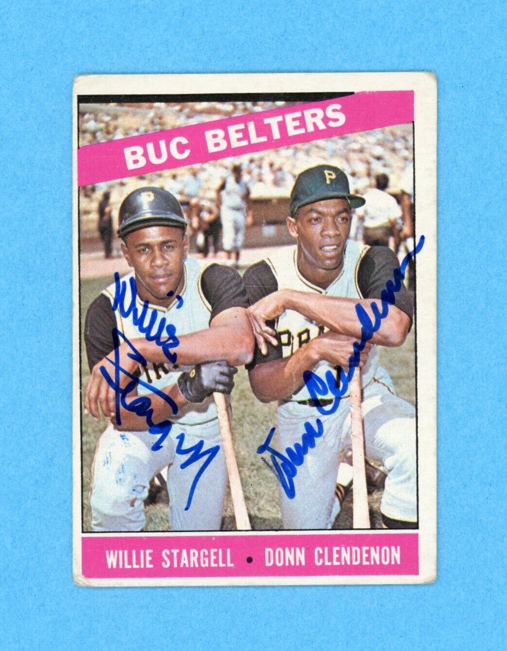 Willie Stargell & Donn Clendenon Signed 1966 Topps Card #99 Auto w B&E Hologram