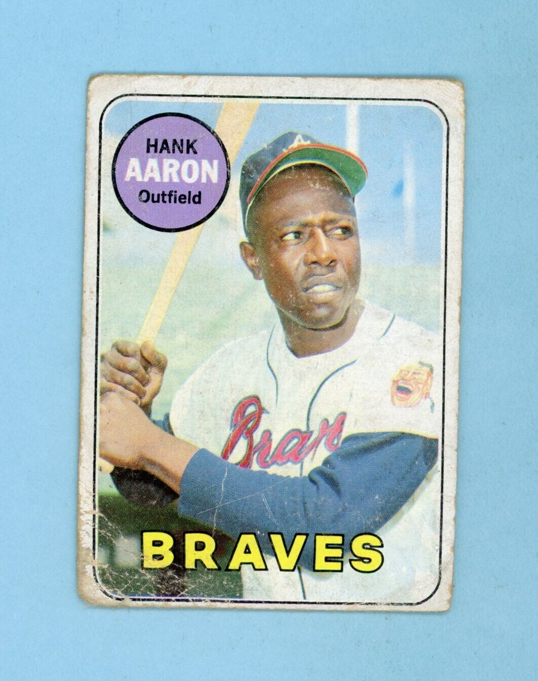 1969 Topps #100 Hank Aaron Atlanta Braves Baseball Card Low Grade