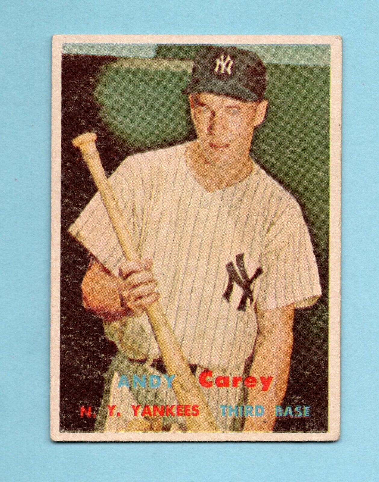 1957 Topps #290 Andy Carey New York Yankees Baseball Card Vg/Ex prt isu