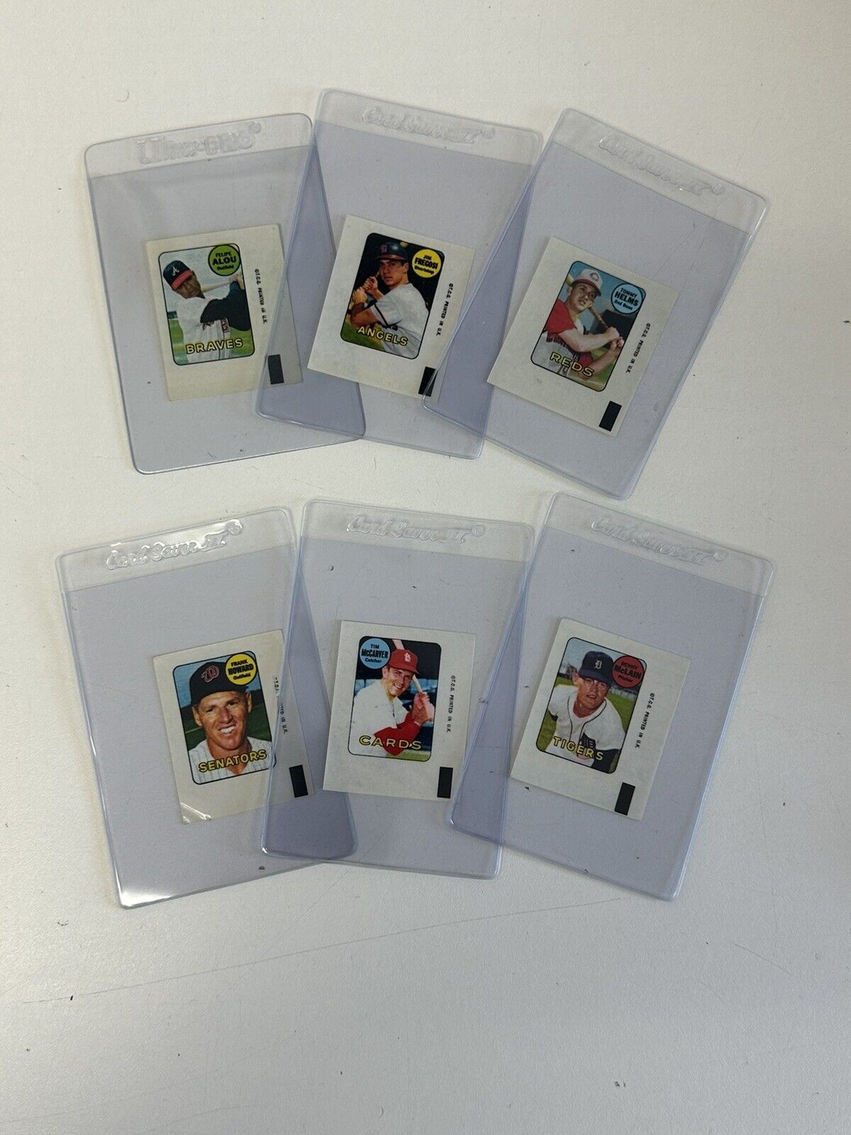 Lot of 6 Diff 1969 Topps Baseball Decals EX or better w/ McLain Helms McCarver +