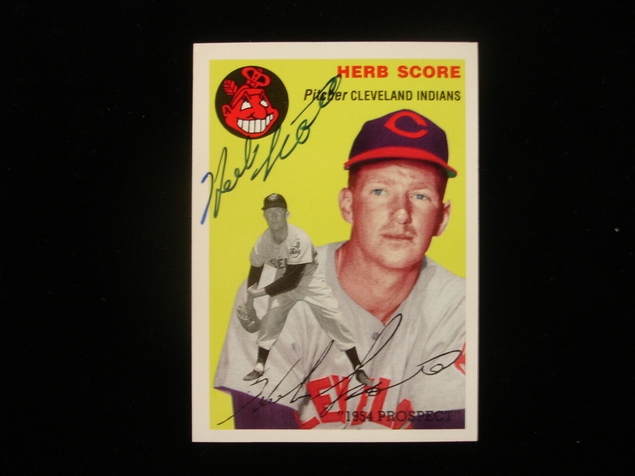 Herb Score Autographed 1954 Topps #256 Reprint Baseball Card