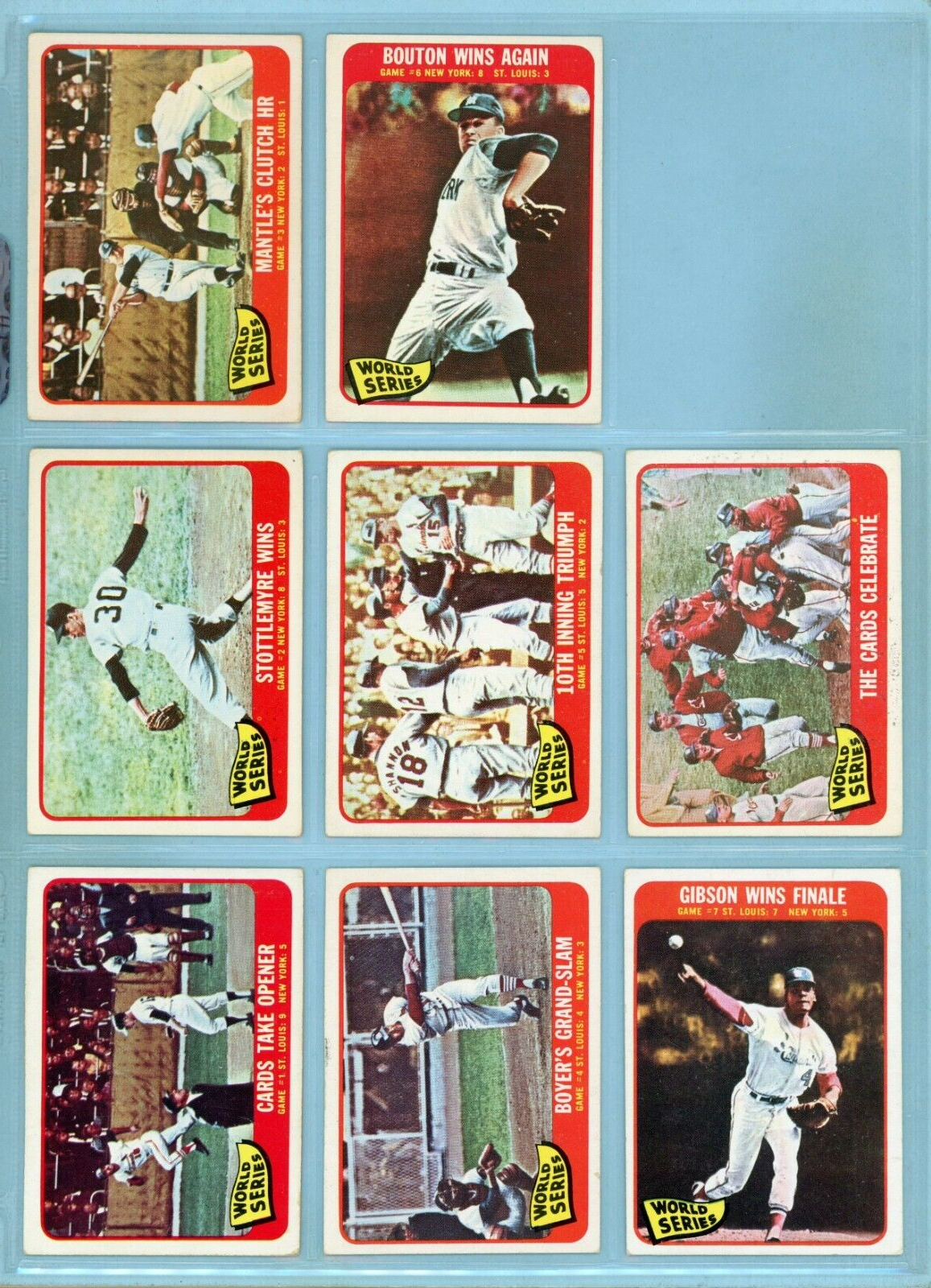 1965 Topps Set of 8 1964 World Series Special Baseball Cards Vg/Ex