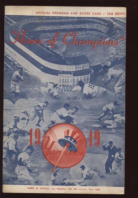 1949 Program Cleveland Indians @ New York Yankees