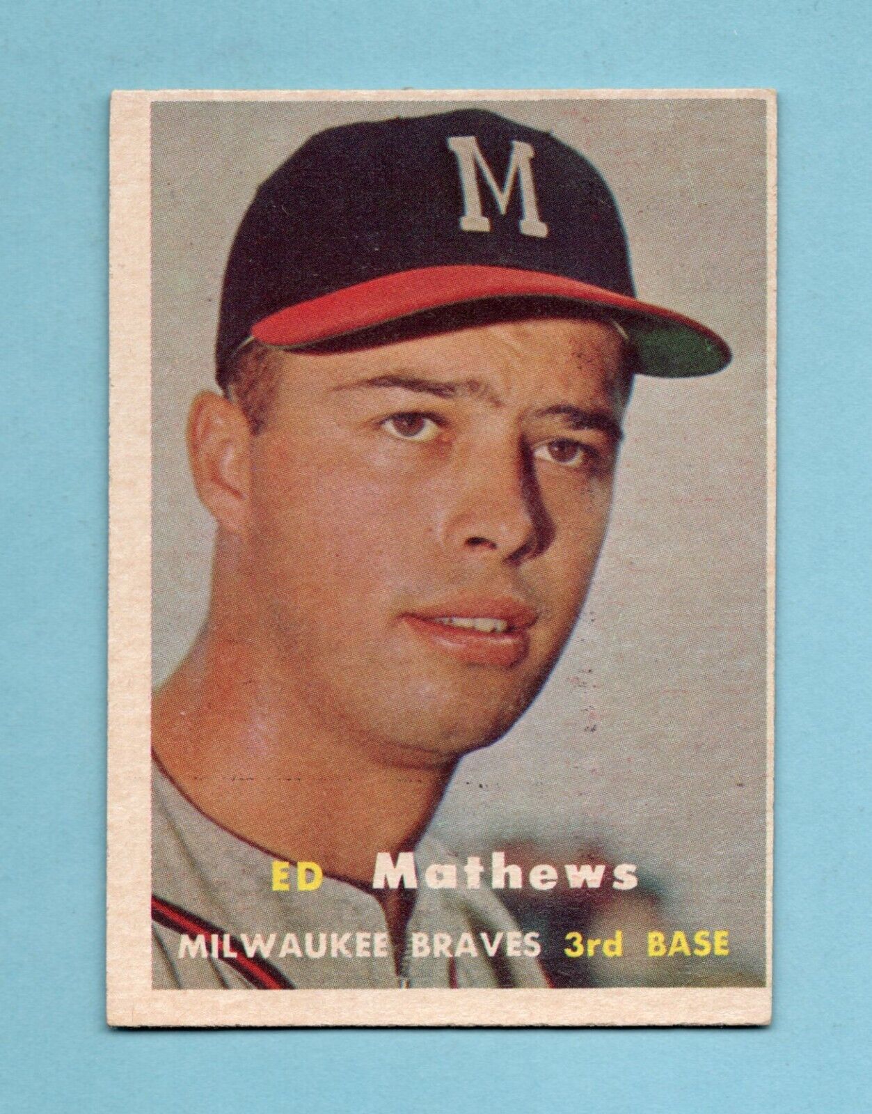 1957 Topps #250 Ed Mathews Milwaukee Braves Baseball Card EX+ - Ex/Mt o/c