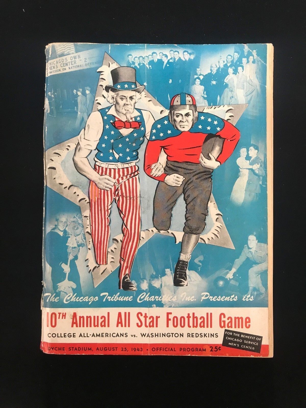 August 25, 1943 College All-Stars vs Washington Redskins Football Program VG