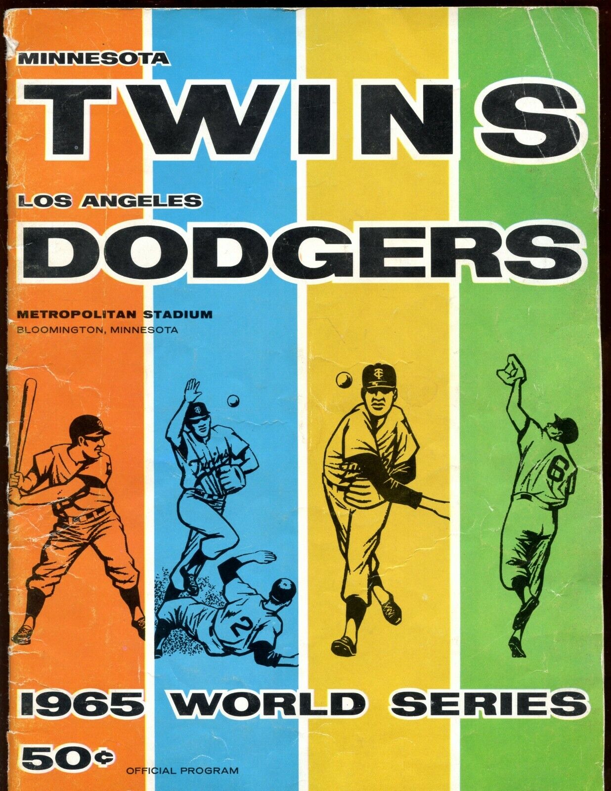 1965 World Series Program Los Angeles Dodgers at Minnesota Twins G/VG