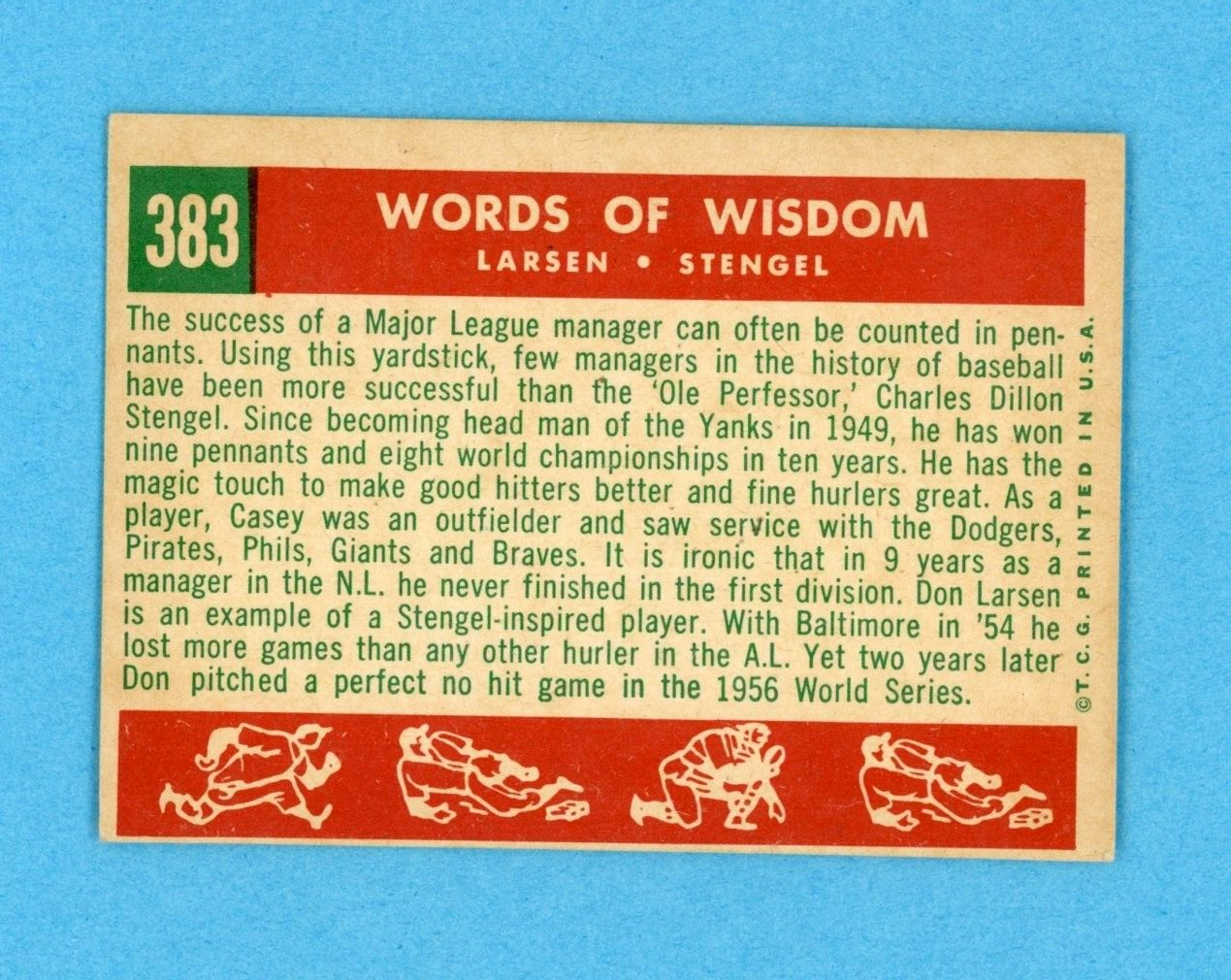 1959 Topps #383 Words of Wisdom New York Yankees Baseball Card Ex/Ex+ twc