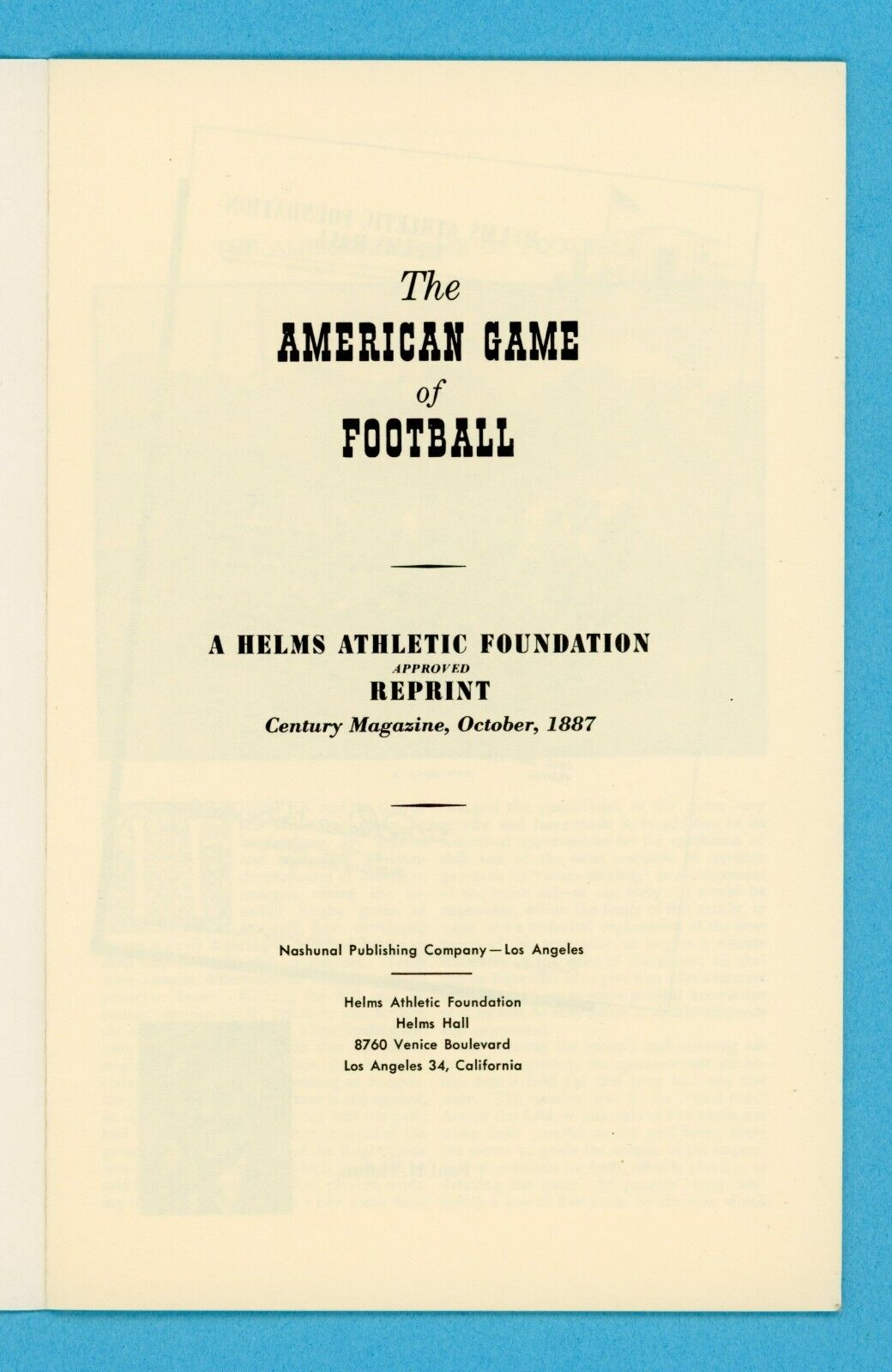 The American Game of Football Book #2 Helms Athletic Foundation