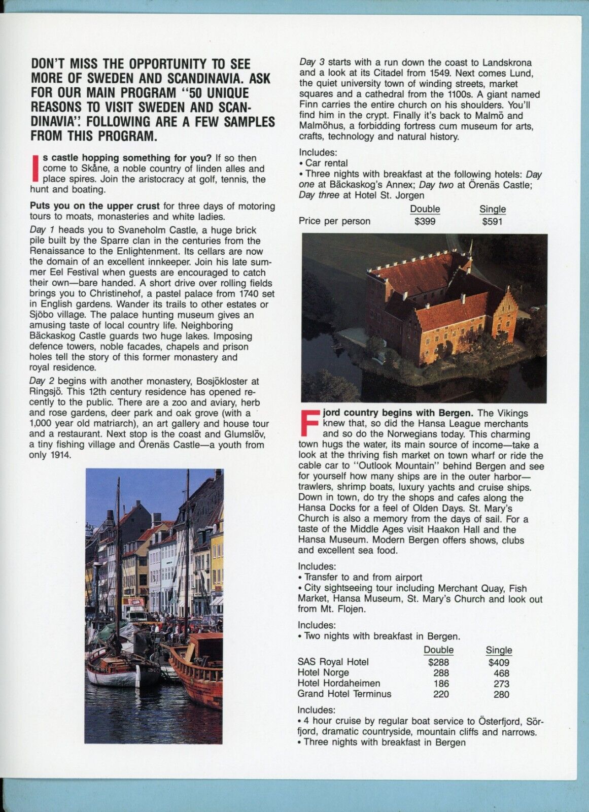 Travel Tour Brochure for Minnesota Vikings vs Chicago Bears in Gothenburg Sweden