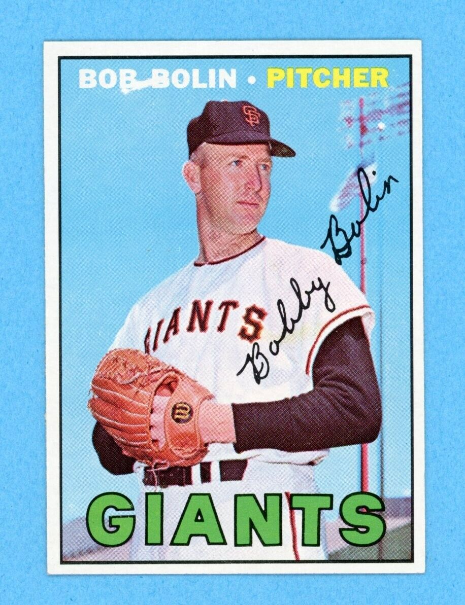 1967 Topps #252 Bob Bolin San Fra Giants White Streak Variation Baseball Card NM