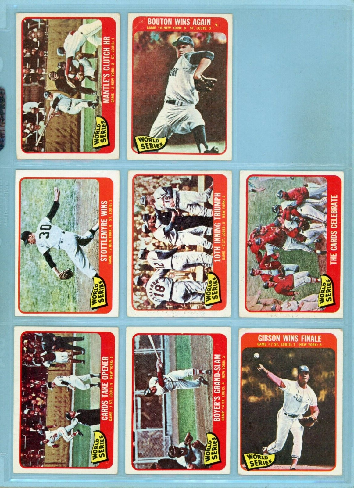 1965 Topps Set of 8 1964 World Series Special Baseball Cards Vg - Vg/Ex