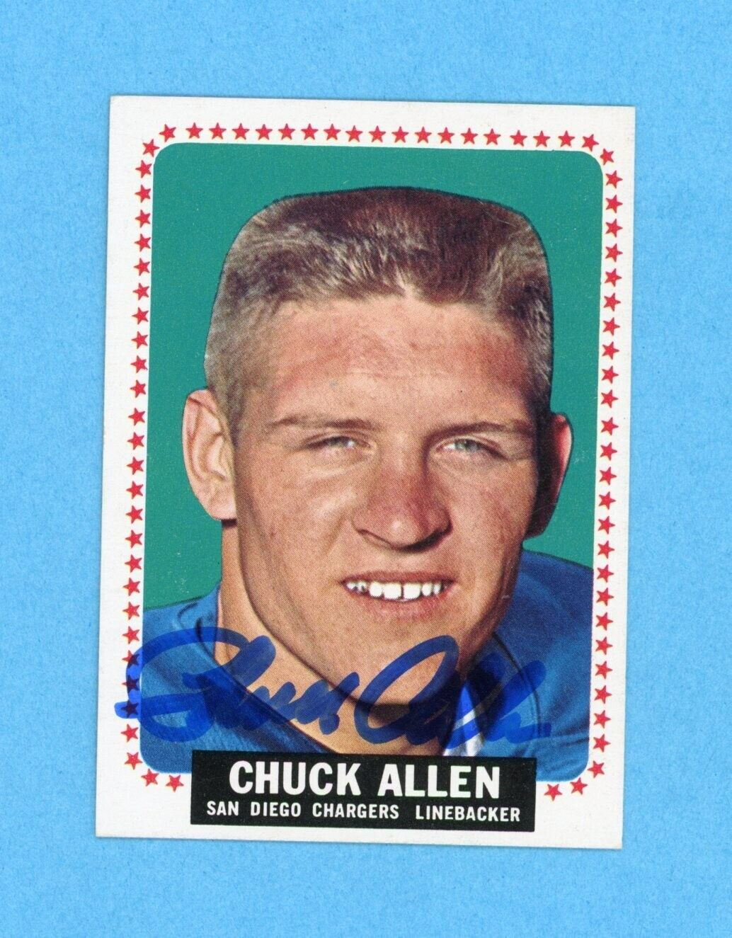 Chuck Allen San Diego Chargers 1964 Topps #154 Autographed Football Card