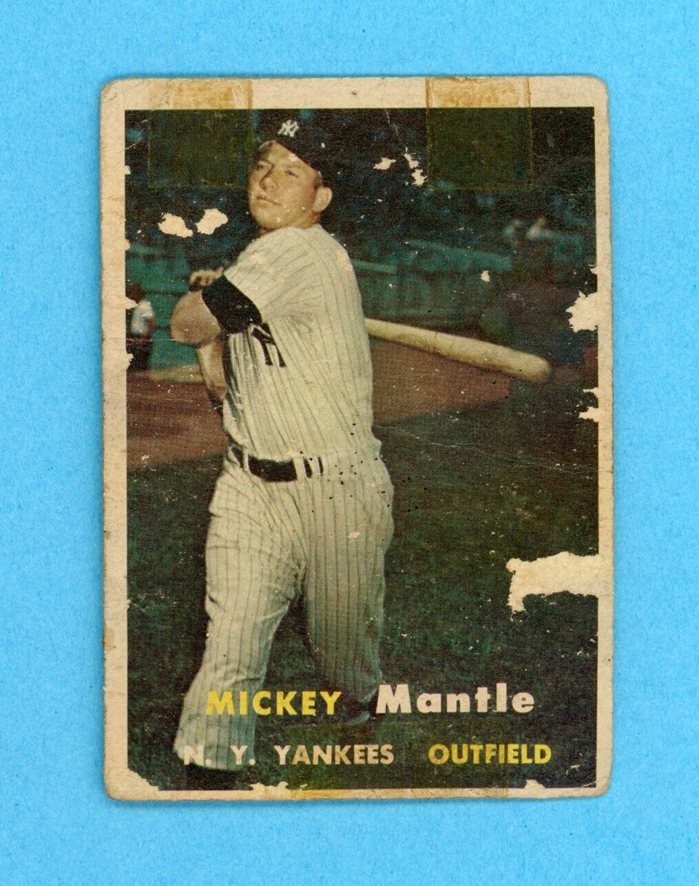 1957 Topps #95 Mickey Mantle New York Yankees Baseball Card Low Grade