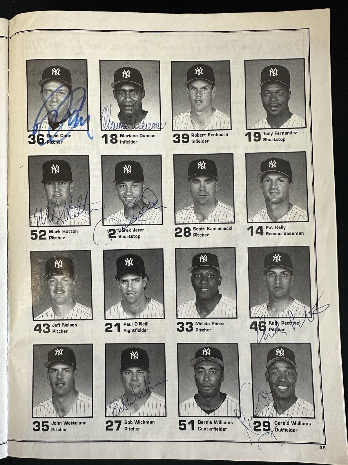 April 24 1996 Yankees Baseball Program vs Indians SIGNED by Derek Jeter +22 more