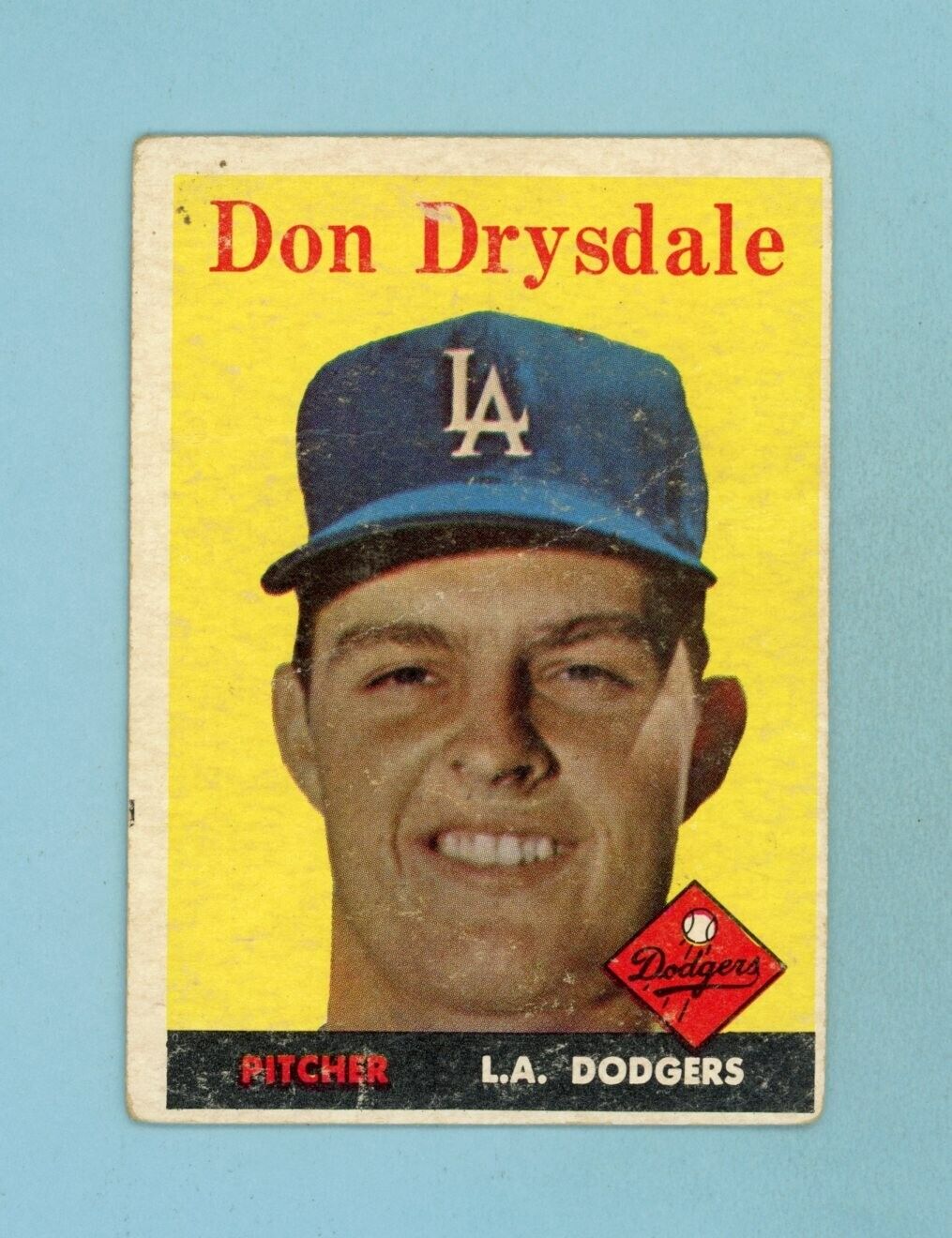 1958 Topps #25 Don Drysdale Los Angeles Dodgers Baseball Card Low Grade