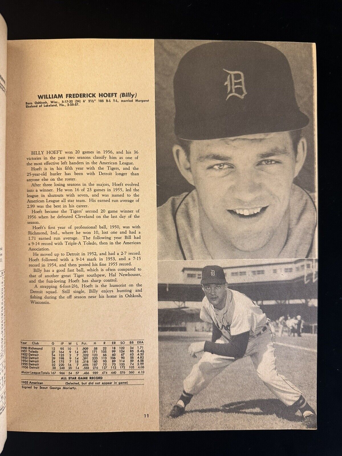 Original 1957 Detroit Tigers Official Baseball Yearbook w/ Al Kaline VG-EX/EX