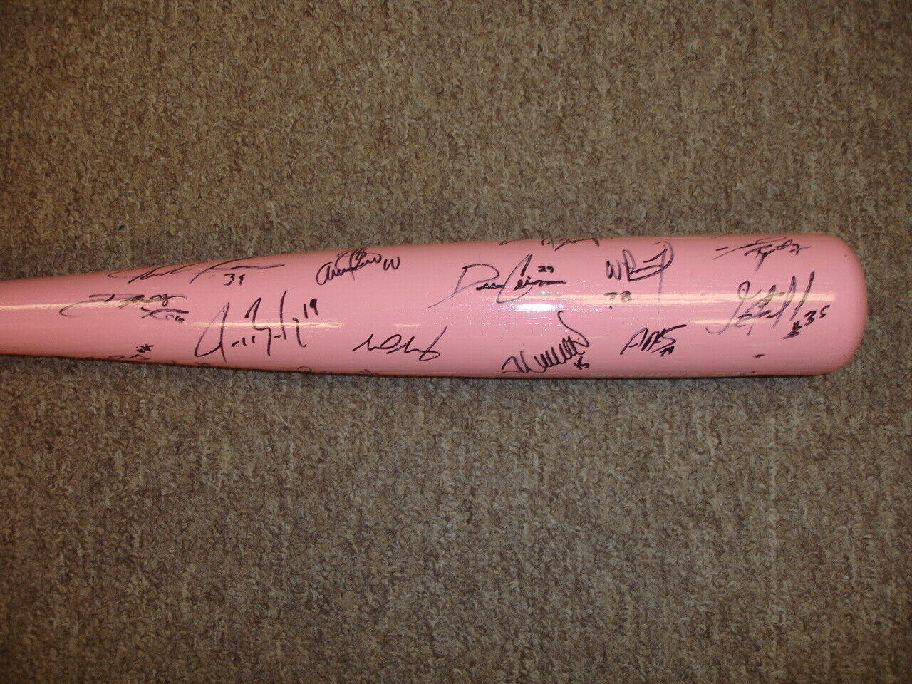 2013 Dayton Dragons Minor League Team Signed Pink Mother's Day Bat - 33 sigs