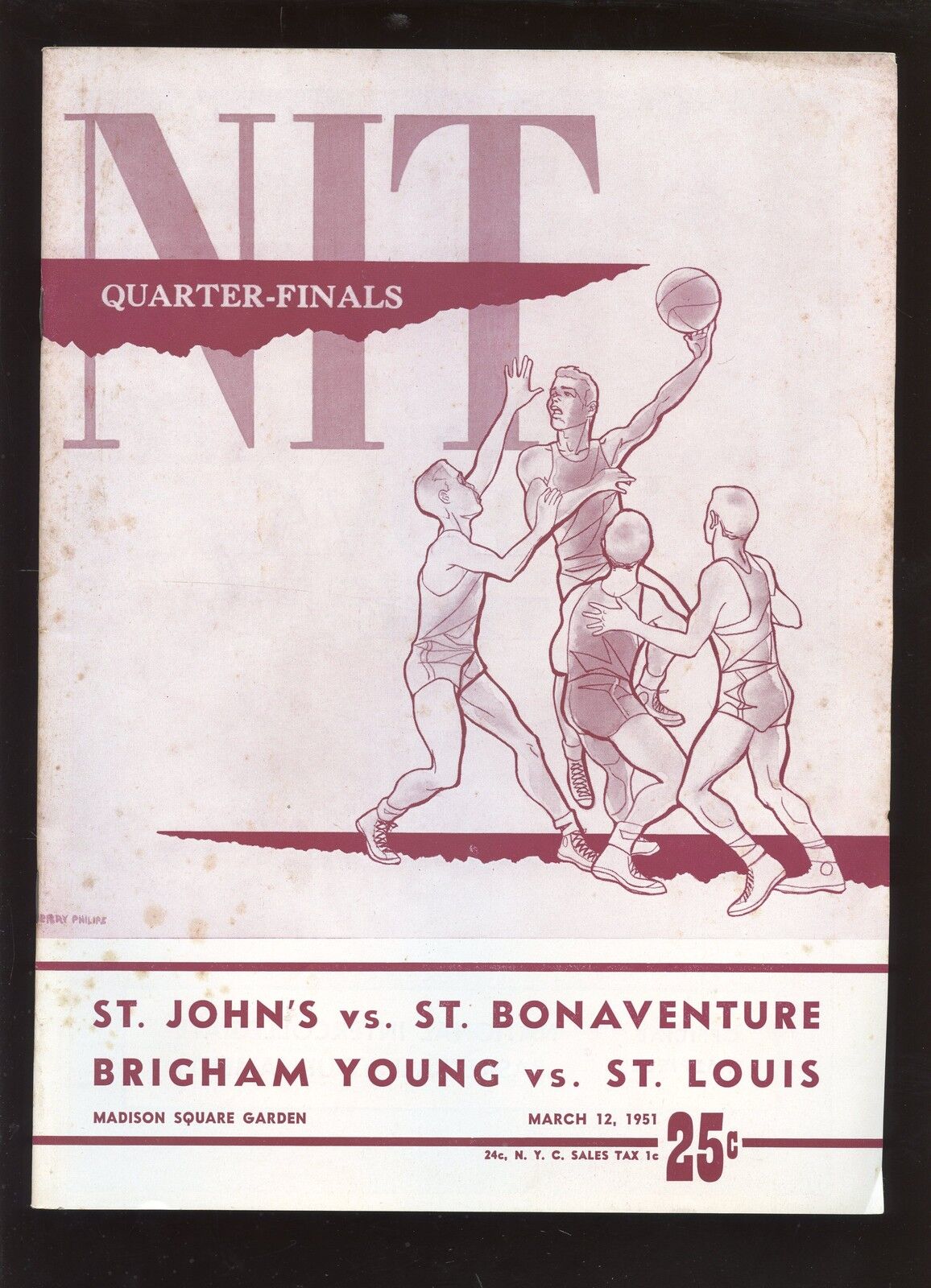  1951 NCAA Basketball Program City St Johns vs Bonaventure & BYU vs St. Louis EX