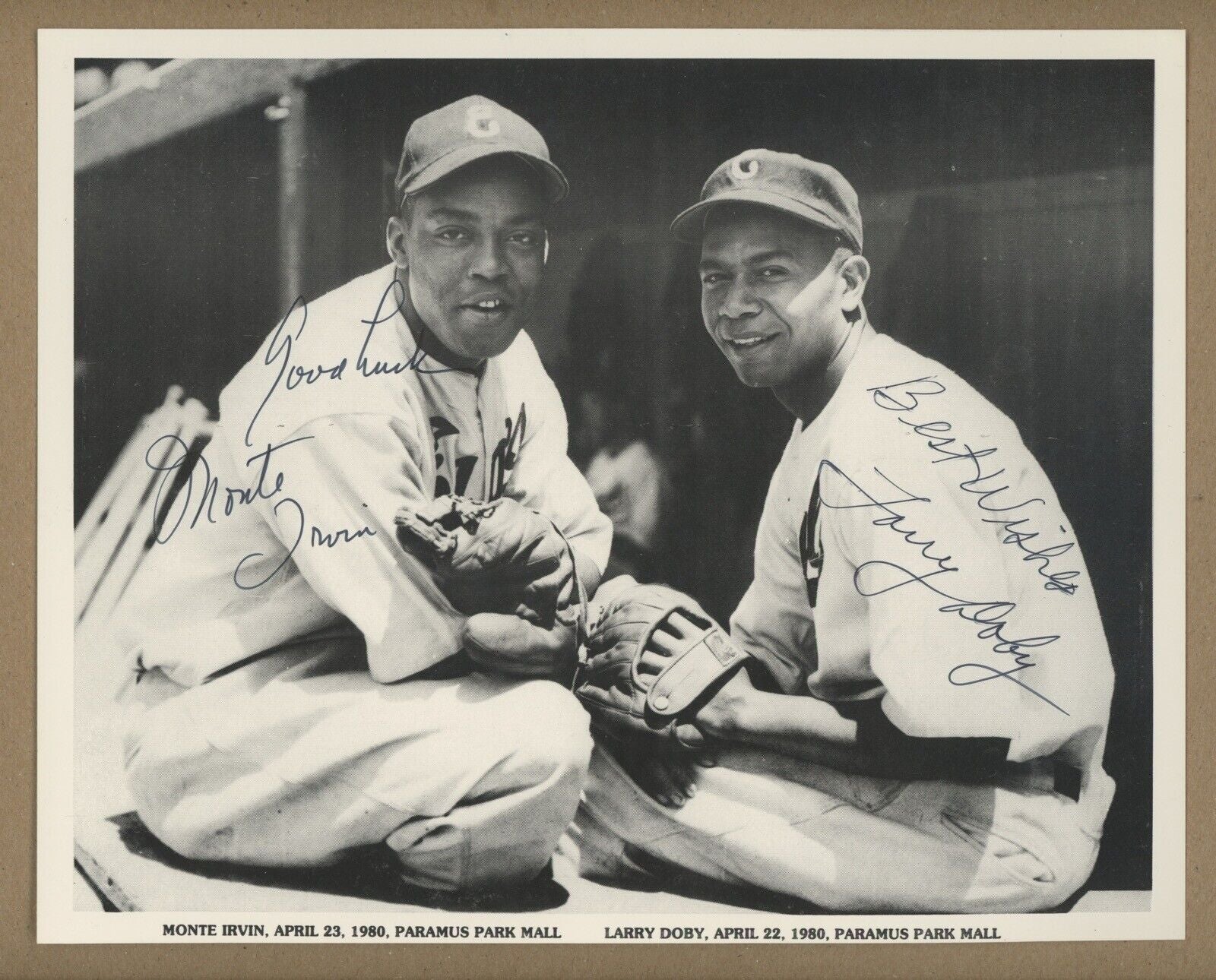 Monte Irvin & Larry Doby Signed/Inscribed 8x10 Photo Auto with B&E Hologram •