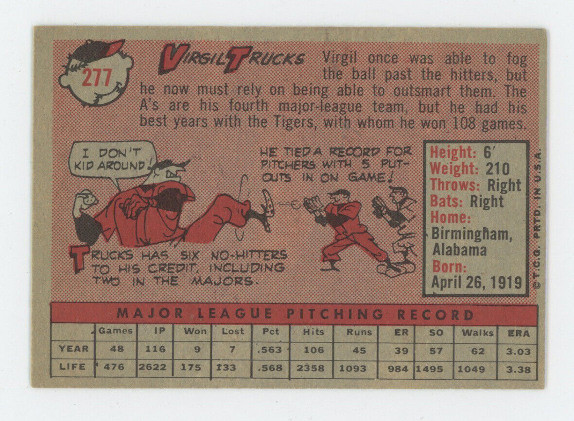 Virgil Trucks Signed 1958 Topps Card #277 Auto with B&E Hologram