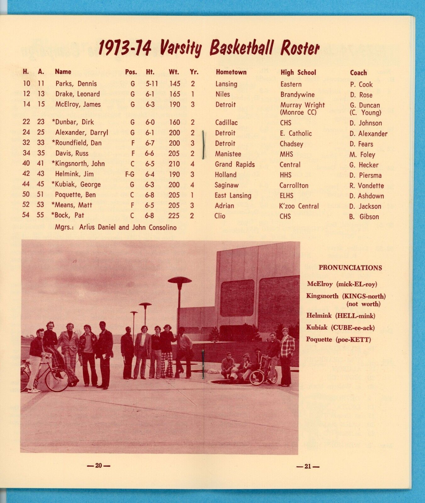 1973-74 Central Michigan University Basketball Facts Book / Media Guide