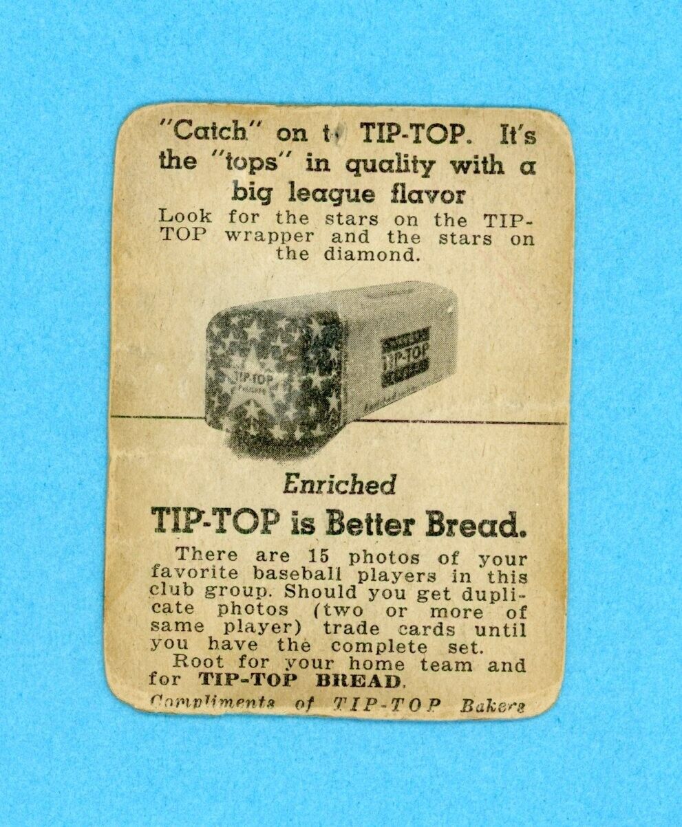 1947 Tip Top Bread Walter Judnick St. Louis Browns Baseball Card Low Grade