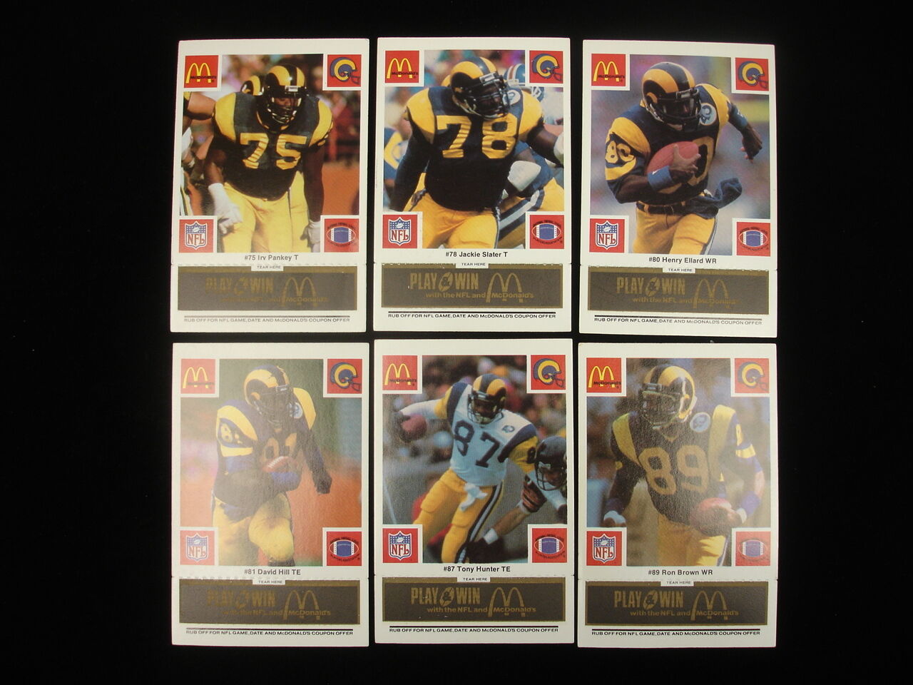 Set of 24 1986 McDonalds Los Angeles Rams Black Cards