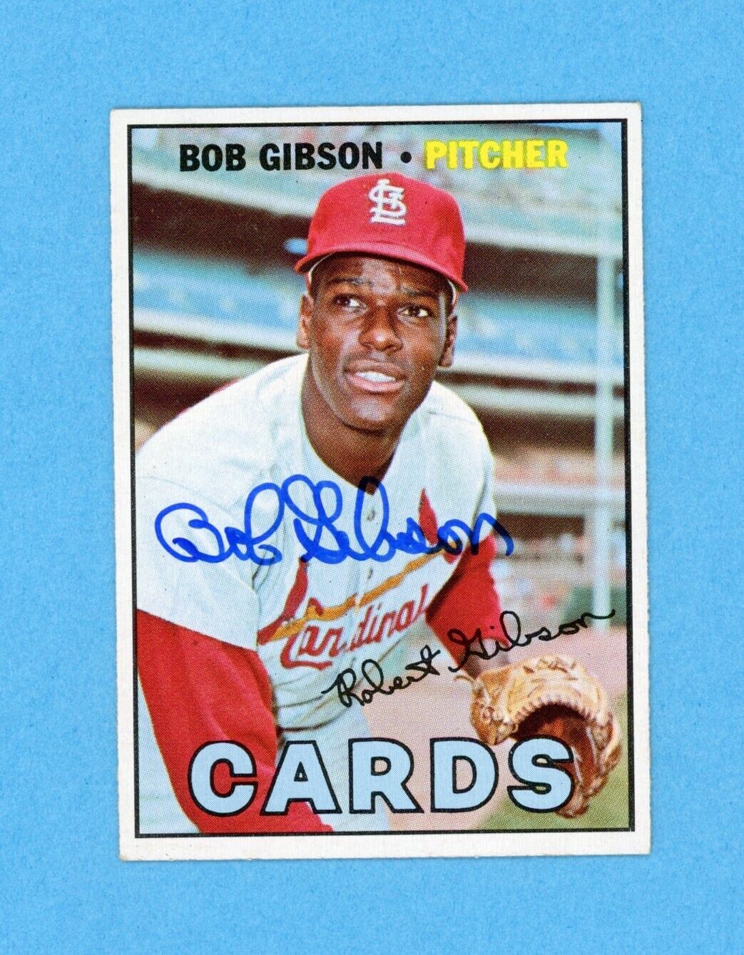 Bob Gibson Signed 1967 Topps Card #210 Auto with B&E Hologram