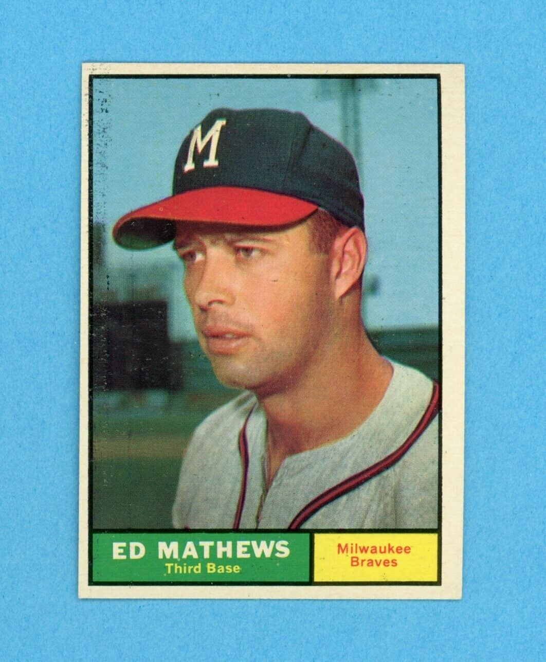 1961 Topps #120 Eddie Mathews Milwaukee Braves Baseball Card NM o/c prt isu