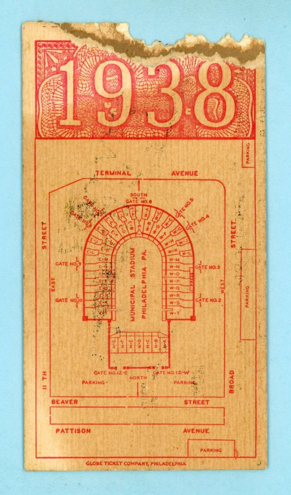 November 26, 1938 Army vs Navy at Municipal Stadium Philadelphia Ticket Stub 