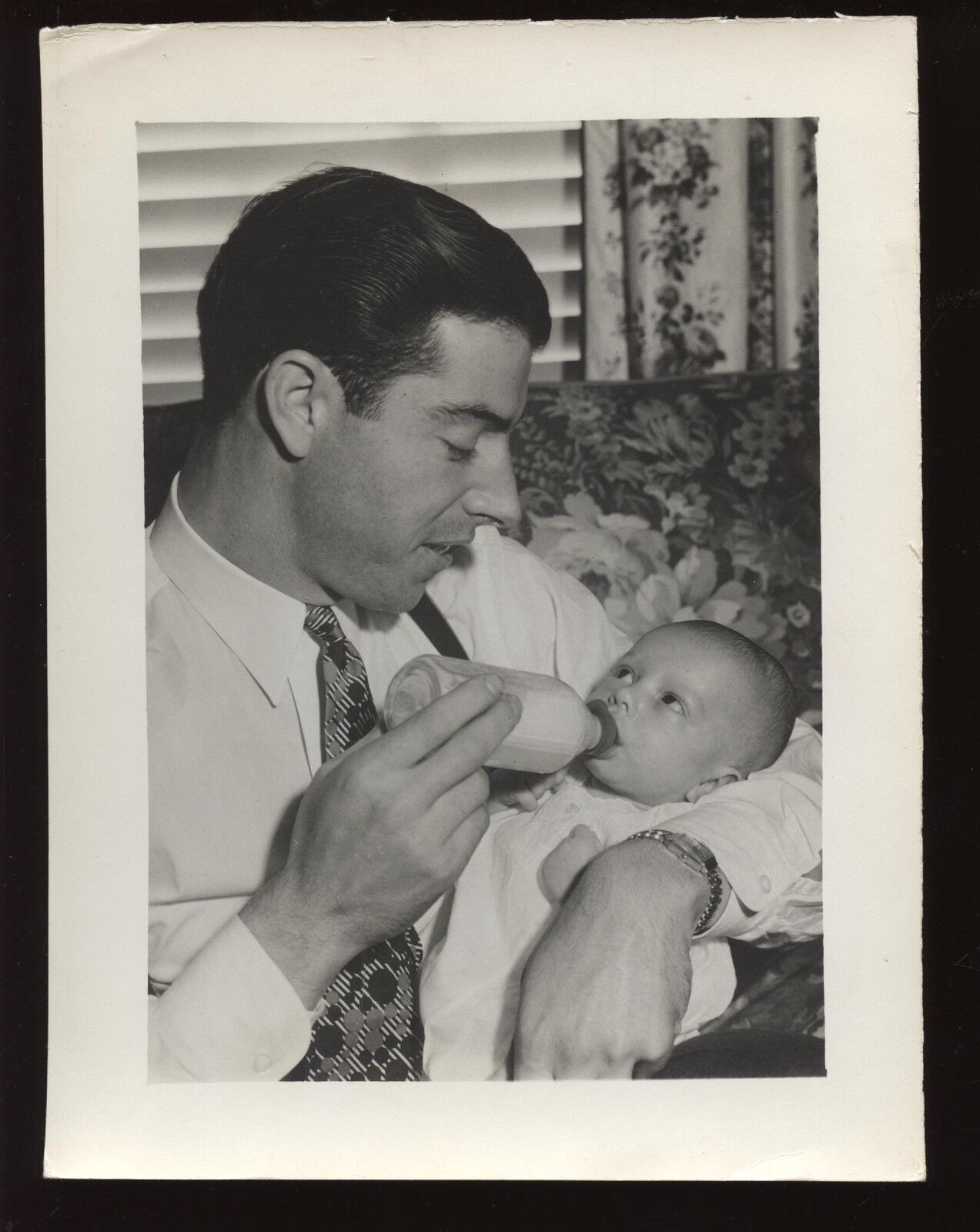 Original 1941 Joe DiMaggio With Baby Little Joe Wire Photo